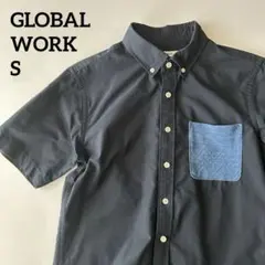 ＊【美品】グローバルワークのネイビーボタンダウン半袖シャツ