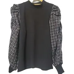 モノトーン チェック レディース クラシカル ニット セーター