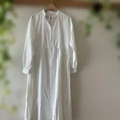 週末限定　新品未使用　GU ホワイト 長袖 シャツワンピース Lサイズ