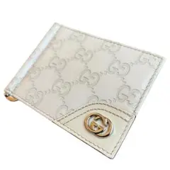 グッチ GUCCI GGパターン マネークリップ オフ ホワイト 折り 財布