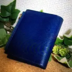 二つ折り財布　カード18枚収納　オイルレザー　牛革　本革　コンパクト　ターコイズ