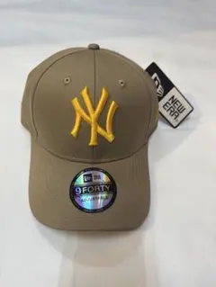 New Era NYロゴ Beige色Yellow刺繍男女用キャップフリ➖サイズ