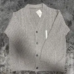 無印良品　メリノウールケーブル柄Ｖネックカーディガン
