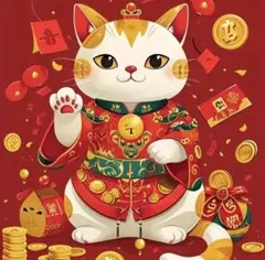 DA『福福招き猫(赤)』J59 (30×40)