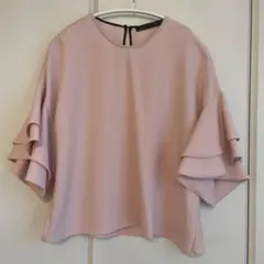 ★ZARA★フリル袖オーバーブラウス　ピンク