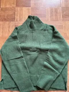 グリーン タートルネック ニット M