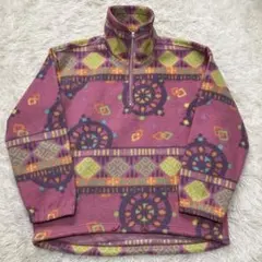 《90s美品状態良》estivoエスティボ総柄ハーフジップフリースジャケット