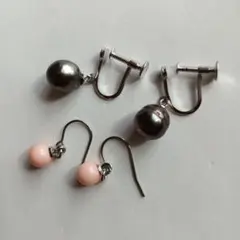 アコヤ本真珠8mm。天然桃色珊瑚６mm
