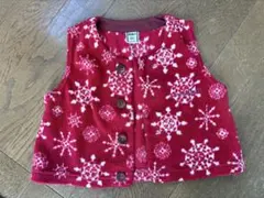 mont-bell 赤 雪の結晶柄 ベビーベスト 80