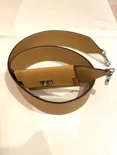 ポケット付きバッグショルダー革ストラップ❤️シルバー金具茶系