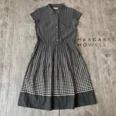MARGARET HOWELL ハーフムーン シルクコットンワンピース I 黒のサムネイル