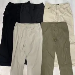 【処分セール】UNIQLO 黒カーゴパンツなど ズボン5点セットまとめ売り