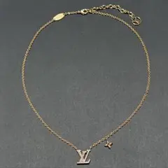 美品 ルイヴィトン LV ハート ネックレス ゴールド パール フラワー 