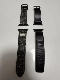 AppleWatchバンド セット 黒レザー　バスキア　ラコステ　42–45mm