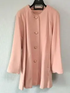 レディース　2wayウールロングコート　ピンク