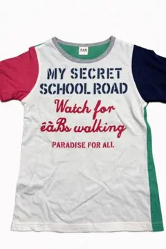 eäB ヴィンテージカジュアル 配色切替 ロゴTシャツ 130