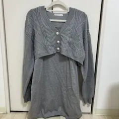 【NICE CLAUP】 ニットワンピース＋ショートカーディガン セット