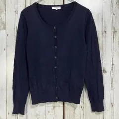 ナチュラルビューティーベーシック☆カーディガン ニット 薄手 S ネイビー 長袖のサムネイル