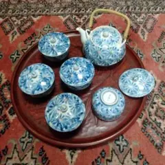 有田焼　仁祥窯　蓋付き湯呑5客/急須セット