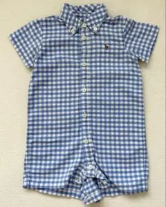 【美品】【Ralph Lauren】半袖チェック柄ロンパース 6M