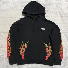 VANS バンズ フレイム パーカー　袖プリ　ファイヤー　スケーター　黒　M