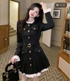 Y2K レトロ ミニワンピース ベルト付