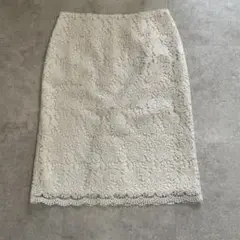 ホワイト レース タイトスカート　ナチュラルビューティーベーシック