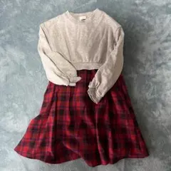 SERAPH グレー・赤 チェック柄ワンピース