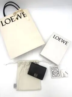 LOEWE ロエベ アナグラム トライフォールド ウォレット　黒　ブラック　箱付