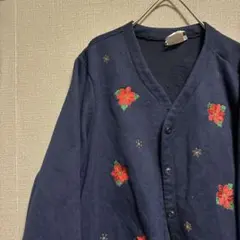 ヴィンテージ　US古着　激カワ　カーディガン　アウター　刺繍デザイン　長袖
