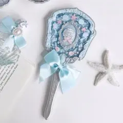 フラワーノーズ　シェルズジュエルコレクション　ハンドミラー　ブルー