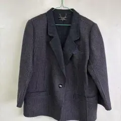 TRUSSARDI チェック柄 ウール テーラードジャケット 44 レディースL 