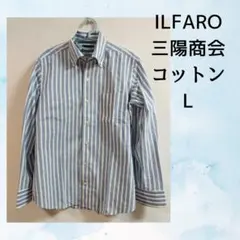 美品　ILFARO 三陽商会コットン ストライプシャツ Lのサムネイル