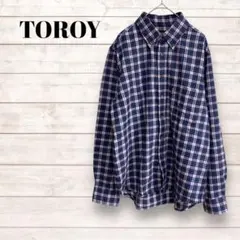 【TOROY トロイ】チェック柄 ネルシャツ【M】長袖シャツ 紫 着回し