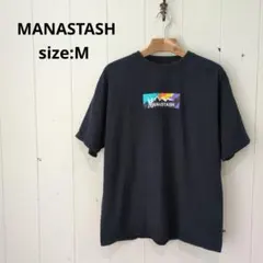 マナスタッシュ レインボーロゴ プリント Tシャツ M ブラックのサムネイル