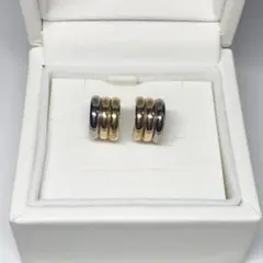 【K18 本物】スリーカラー フープピアス 3連 18金 刻印あり 約2g