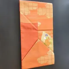 名古屋帯 花柄刺繍 オレンジ