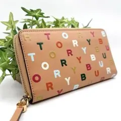 【未使用級】トリーバーチ 長財布 ラウンドファスナー カラフル ロゴ レザー