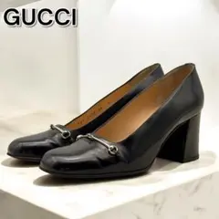 美品✨GUCCI グッチ ホースビット パンプス ヒール レザー ブラック 36