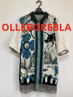美品 OLLEBOREBLA ブタさん ビーズ 落書きア二マル ストライプシャツ 美品 OLLEBOREBLA ブタさん ビーズ 落書きア二マル ストライプシャツ