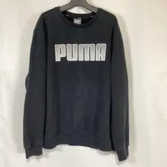 人気　PUMA メンズ　スウェット トレーナー ブラック XL デカロゴ