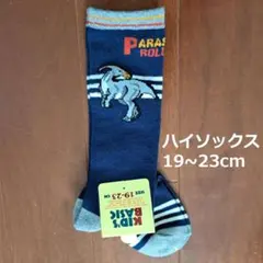 ★新品・未使用★　キッズ　ハイソックス　恐竜柄 19～23cm