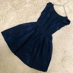 【良品】FRAY I.D フレアワンピース ネイビー シフォン 日本製 サイズ0