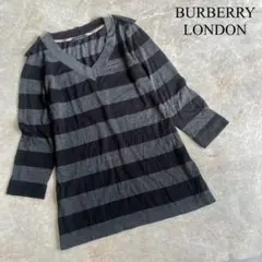BURBERRY LONDON ボーダー Ｖネック 七分袖 Tシャツ カットソー