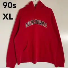 レア❗️90年代【アバクロ】アメリカ古着スウェットパーカー裏起毛　赤XL 2XL