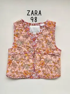 【美品】ZARA 花柄キルティングベスト 98