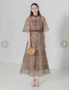 LEJA スパンコール花柄刺繍プチハイネックウエストマークAライン