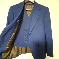 青 ダブルブレスト スーツ ベスト付き