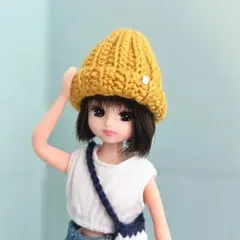 リカちゃん タグ付きニット帽 イエロー ビーニー knit beanie 黄色
