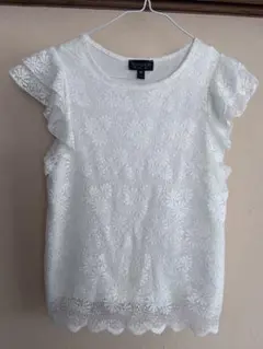 TOPSHOP レースフリル 半袖カットソー ホワイトのサムネイル